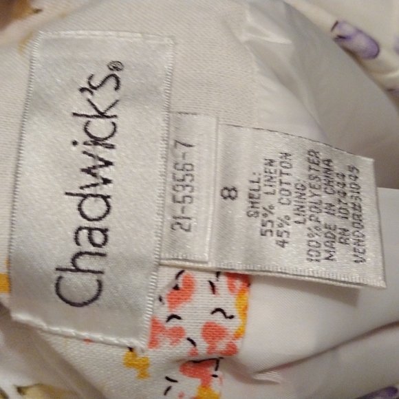 Chadwick's Linen cotton blend floral button blazer - Picture 8 of 8